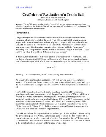 Coefficient of Restitution of a Tennis Ball - International School ...