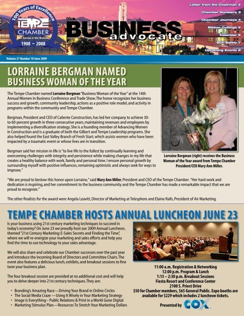 The Business Advocate June 2009 - Tempe Chamber of Commerce