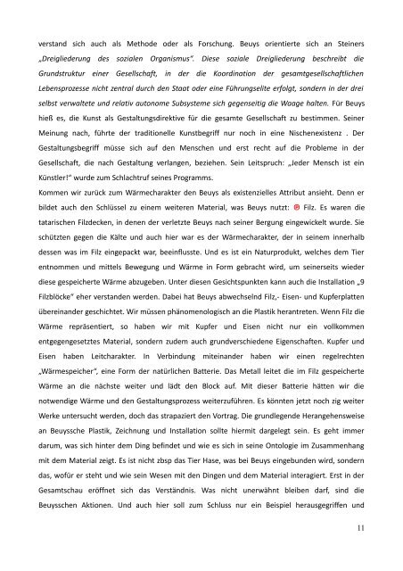 „Einführung in die Kunst von Joseph Beuys und Joel-Peter Witkin“