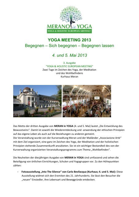 29.04. “Meran in Yoga”: Neuheiten und Highlights