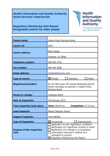 Gallen Priory Nursing Home, 37, inspection report 28 - hiqa.ie
