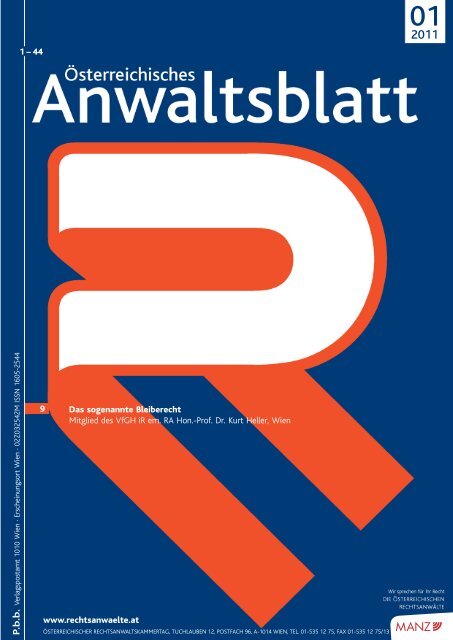 Anwaltsblatt 2011/01 - Österreichischer Rechtsanwaltskammertag