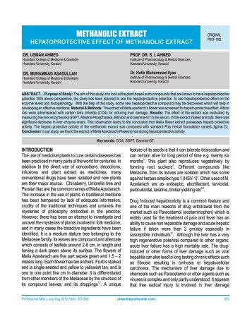 Hepatoprotective effect of methanolic extract - The Professional ...