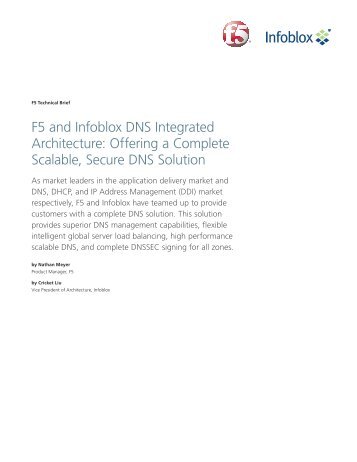 F5 and Infoblox DNS Integrated Architecture | F5 Tech ... - F5 Networks