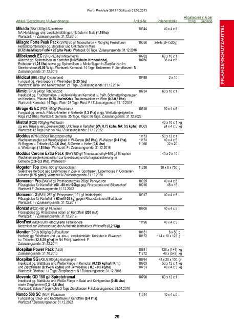 Preisliste 2013 - Wurth Pflanzenschutz