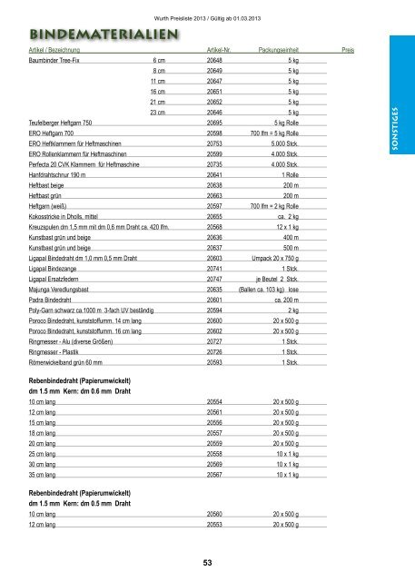 Preisliste 2013 - Wurth Pflanzenschutz