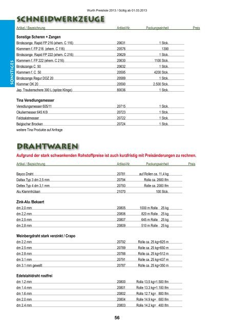 Preisliste 2013 - Wurth Pflanzenschutz