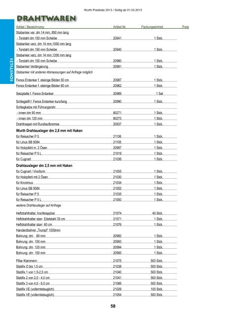 Preisliste 2013 - Wurth Pflanzenschutz