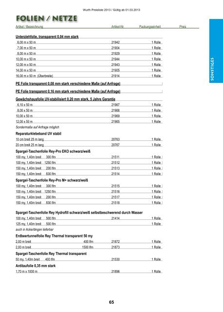 Preisliste 2013 - Wurth Pflanzenschutz