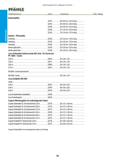 Preisliste 2013 - Wurth Pflanzenschutz