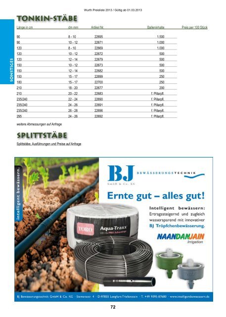 Preisliste 2013 - Wurth Pflanzenschutz