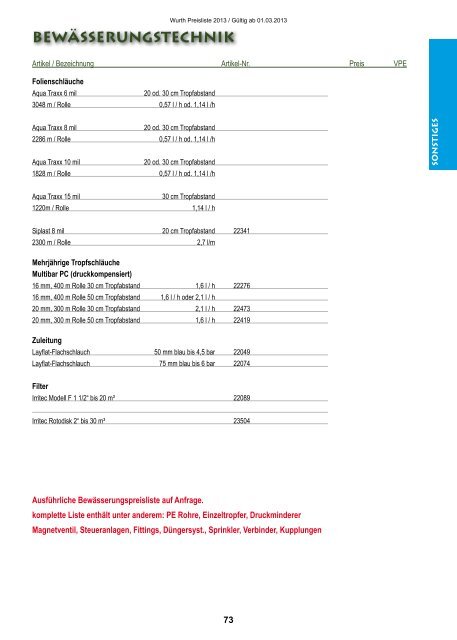 Preisliste 2013 - Wurth Pflanzenschutz