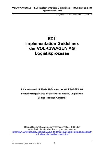 EDI- Implementation Guidelines der VOLKSWAGEN AG ...