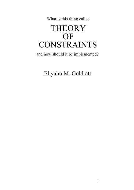 THEORY OF CONSTRAINTS