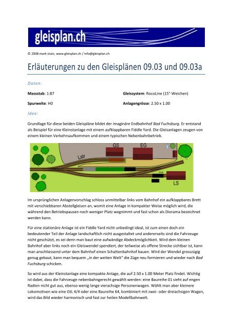 Erläuterungen zu den Gleisplänen 09.03 und 09.03a - Gleisplan.CH