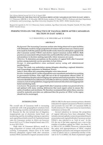 Perspectives on practice of vaginal birth after Cesarean section in ...