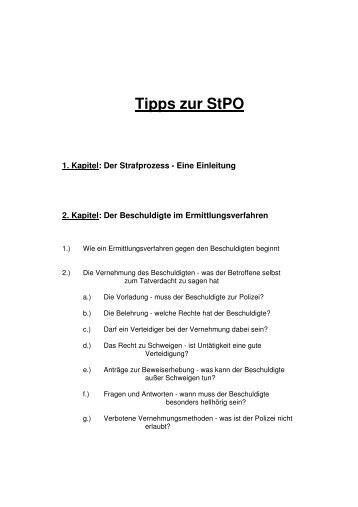 Tipps zur StPO - Strafverteidiger|büro