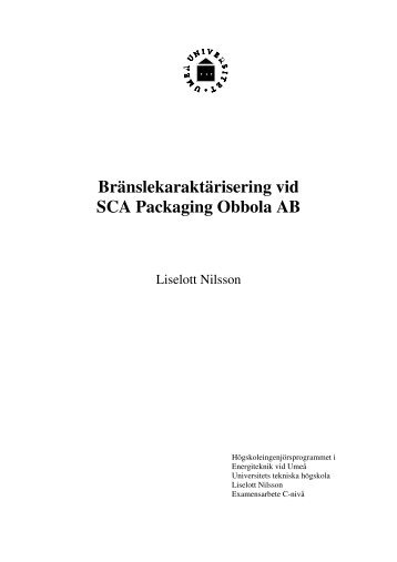Bränslekaraktärisering vid SCA Packaging Obbola AB