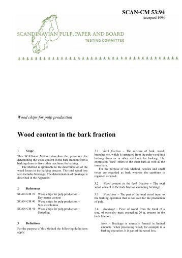 Wood content in the bark fraction - PFI