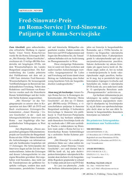 Download d|ROM|a 33/2012, Frühling | Terno linaj ... - Roma-Service