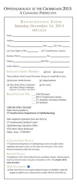 Crossroads Brochure - UT Southwestern Medical Center at Dallas