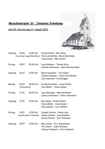 Messdienerplan Evenkamp - Vitus-loeningen.de