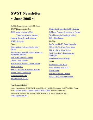 SWST Newsletter June 2008.pdf - Society of Wood Science and ...