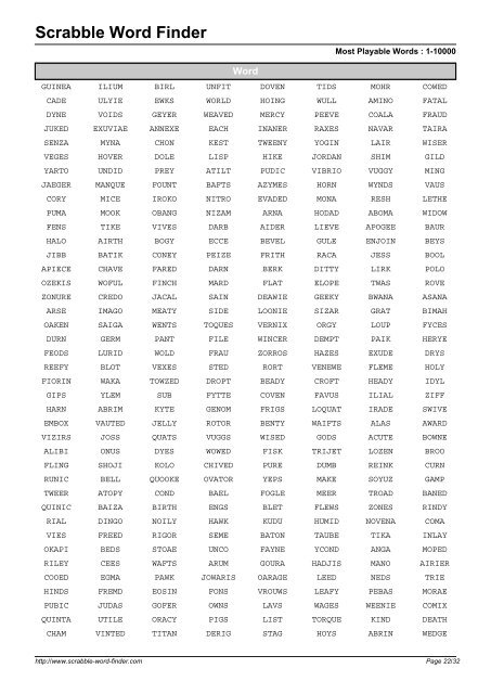 Word List - Scrabble Word Finder