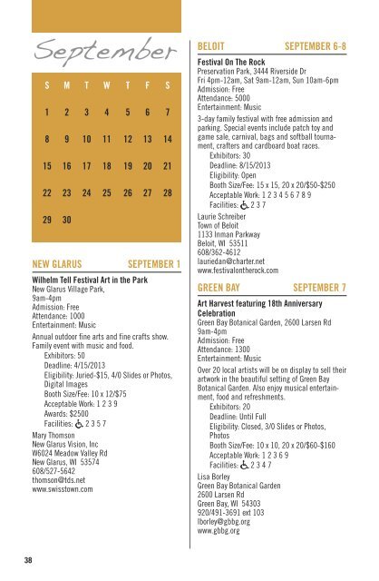 2013 Arts & Craft Fairs Directory - Wisconsin