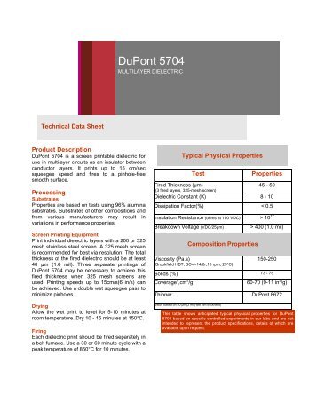 5704 MULTILAYER DIELECTRIC - DuPont