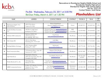 Bidders List - KCBA Architects