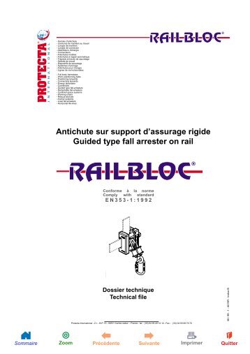 Antichute sur support d'assurage rigide Guided type fall arrester on rail
