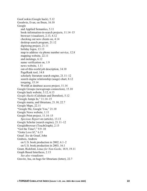 Cumulative i-TORQUE Index - Nancy Mulvany