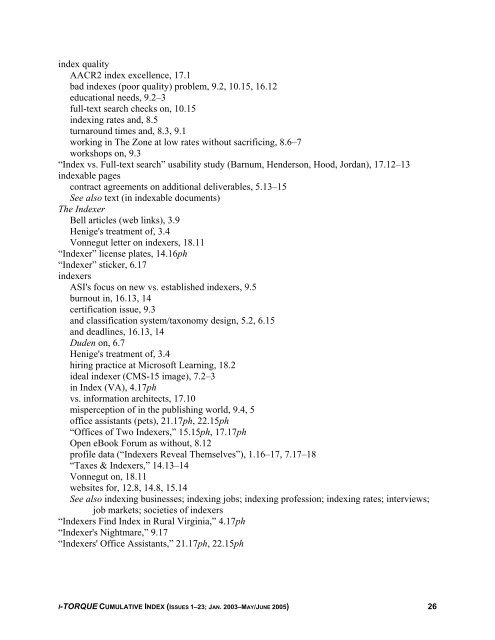 Cumulative i-TORQUE Index - Nancy Mulvany