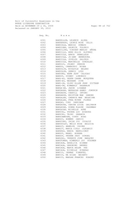 Roll of Successful Examinees in the NURSE ... - aaroncyuntalan