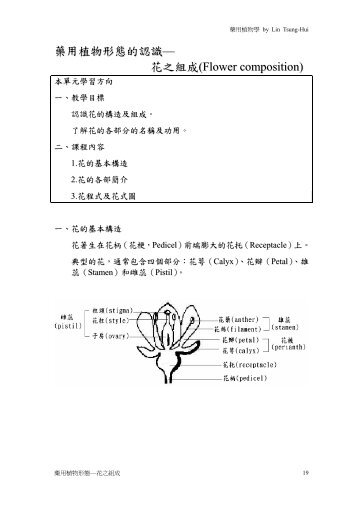 藥用植物形態的認識— 花之組成(Flower composition) - 數位學習平台