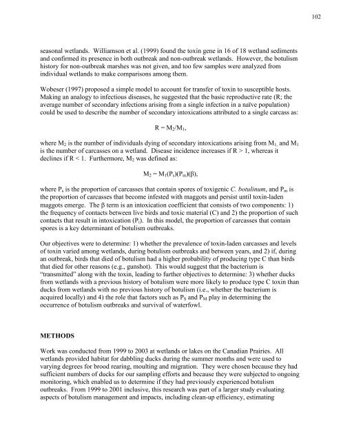 Ecology and Management of Avian Botulism on the Canadian Prairies