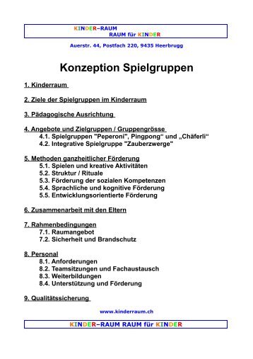 Konzeption Spielgruppen 1. Kinderraum