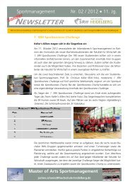 Sondernewsletter 2/2012 zur Sportbusiness Challenge & Charity