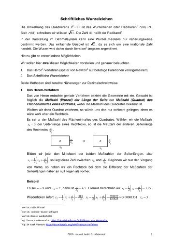 Schriftliches Wurzelziehen 1 - dr-gert-hillebrandt.de