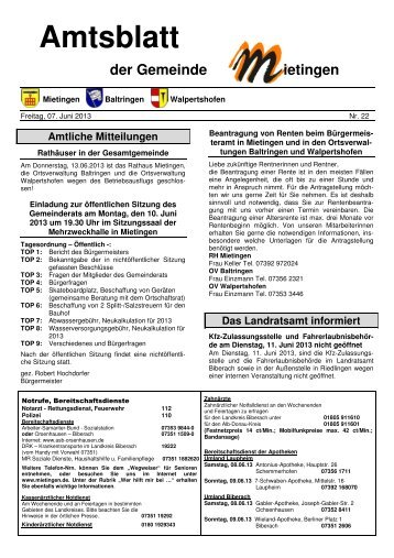 Amtsblatt 22-2013 - Mietingen