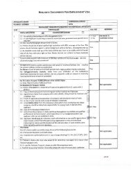 Requisite Documents for Employment Visa Form