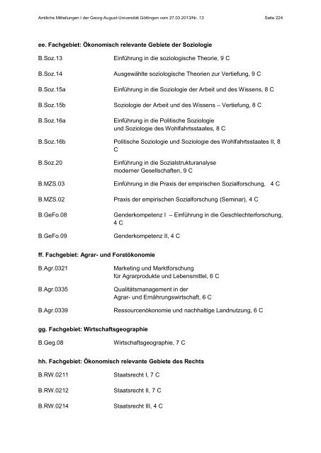 Amtliche Mitteilungen I Ausgabe 13 - Georg-August-Universität ...