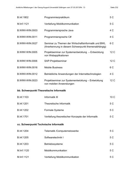 Amtliche Mitteilungen I Ausgabe 13 - Georg-August-Universität ...