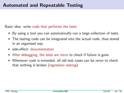 Testing, Debugging, and Verification - Testing, Part II