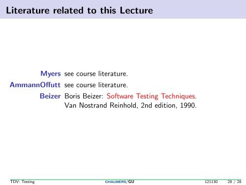 Testing, Debugging, and Verification - Testing, Part II