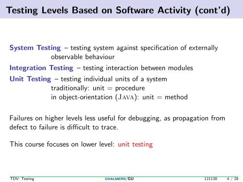 Testing, Debugging, and Verification - Testing, Part II