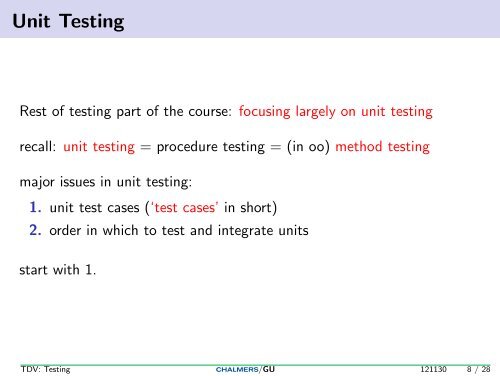 Testing, Debugging, and Verification - Testing, Part II