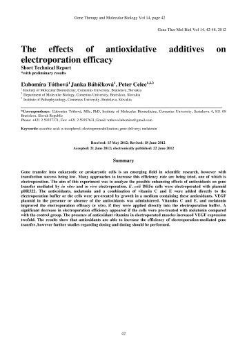 The effects of antioxidative additives on electroporation efficacy