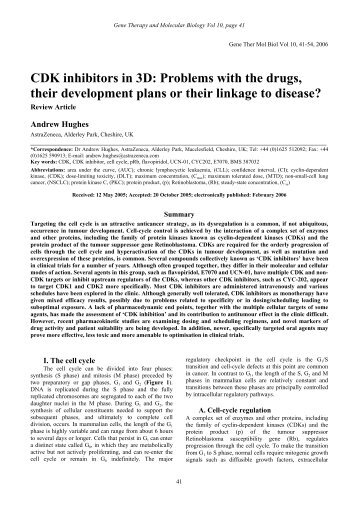 CDK inhibitors in 3D - Gene therapy & Molecular Biology